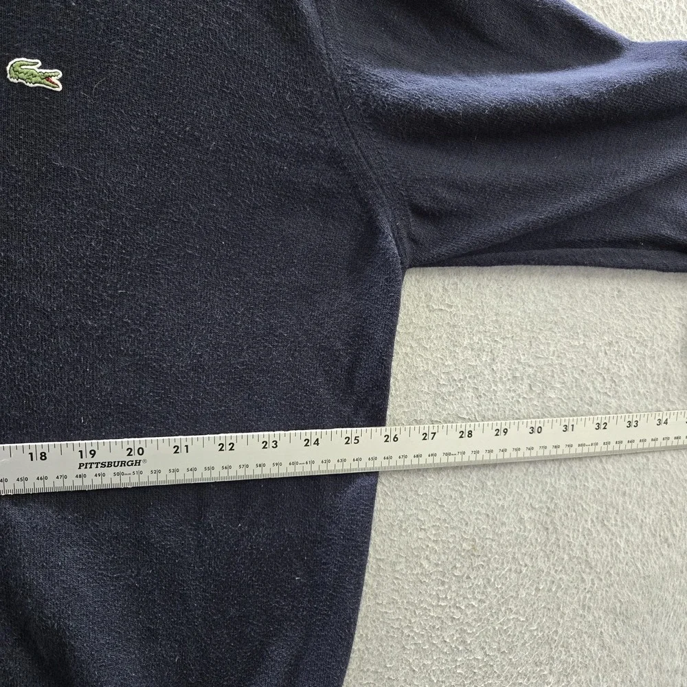 Lacoste Men Sweater 7 Navy Logo Long Sleeve Preppy V Neck